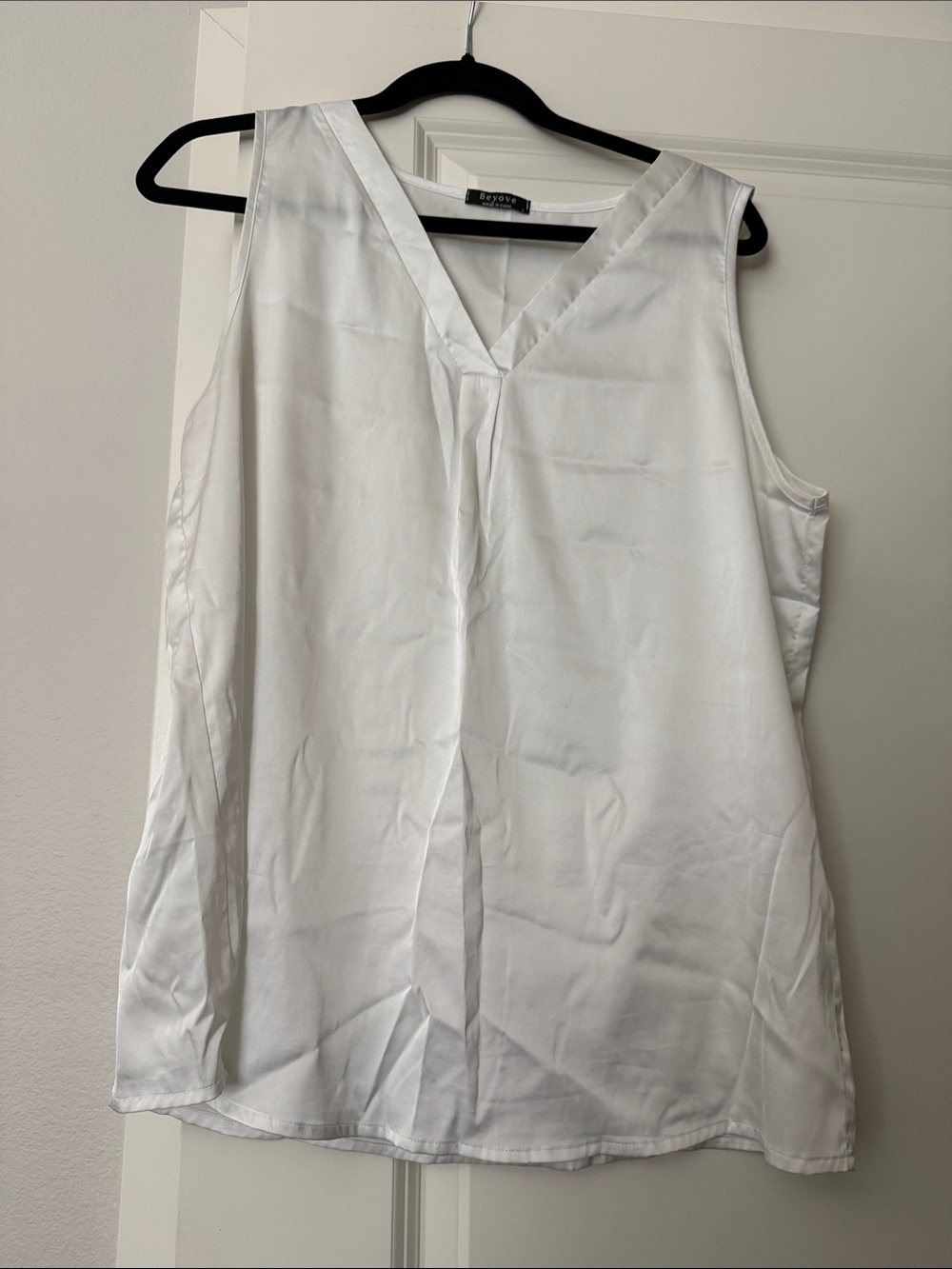 White V-Neck Satin-Look Sleeveless Camisole